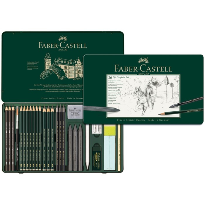 Карандаши художественные набор Faber-Castell PITT 26 штук в металлической коробке - фото 3 - id-p220696416