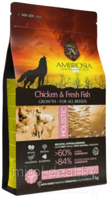 Сухой корм для собак Ambrosia Grain Free для щенков всех пород с курицей и рыбой / U/ACF2 - фото 3 - id-p220698628