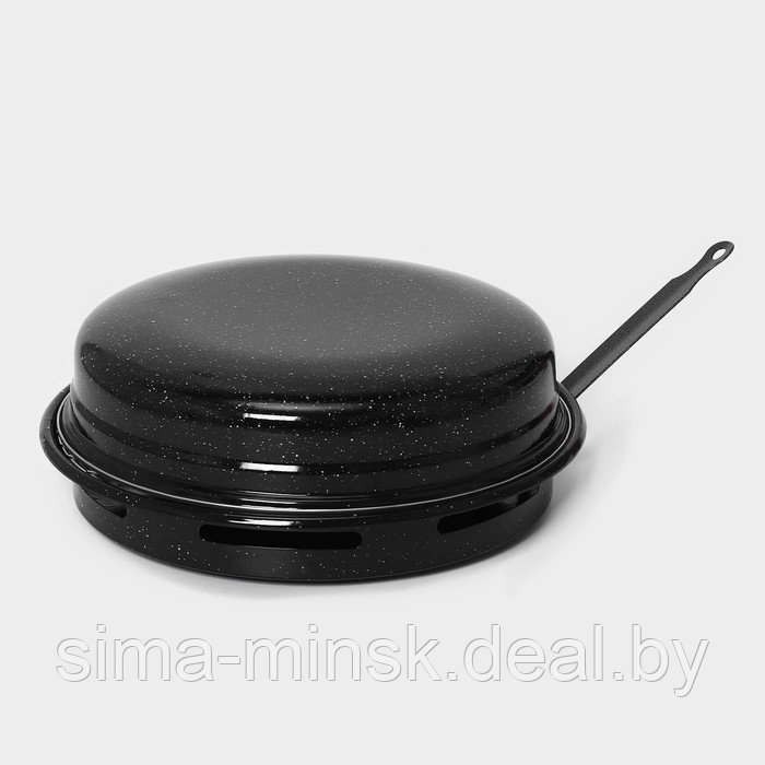 Сковорода- гриль Healthy grill, d=33 см, эмалированное покрытие, цвет чёрный - фото 1 - id-p220699755