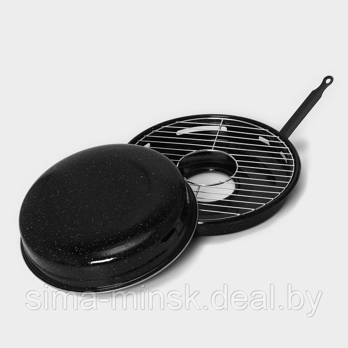 Сковорода- гриль Healthy grill, d=33 см, эмалированное покрытие, цвет чёрный - фото 2 - id-p220699755