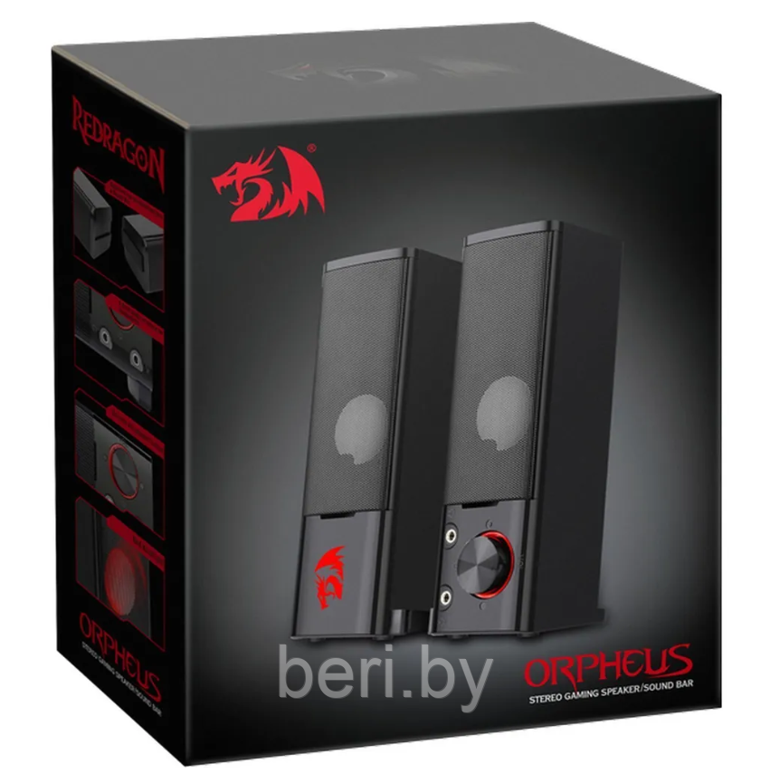 Акустическая система 2.0 Redragon Orpheus (6W, пластик, подсветка, питание от USB) - фото 10 - id-p220685466