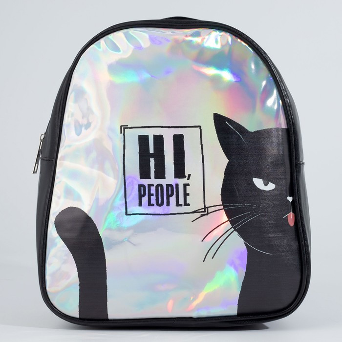 Рюкзак искусственная кожа, HI PEOPLE, кот, голография, 27 х 23 х 10 см - фото 2 - id-p220700101