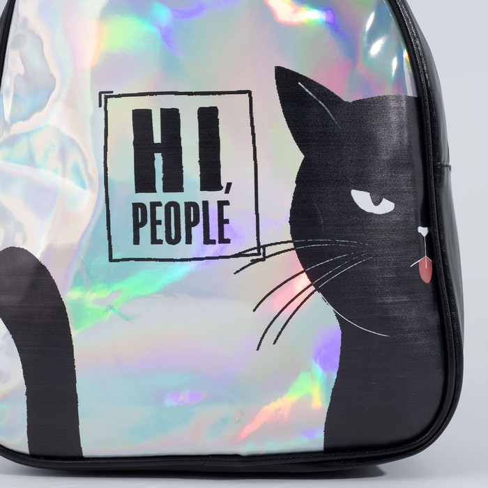Рюкзак искусственная кожа, HI PEOPLE, кот, голография, 27 х 23 х 10 см - фото 4 - id-p220700101