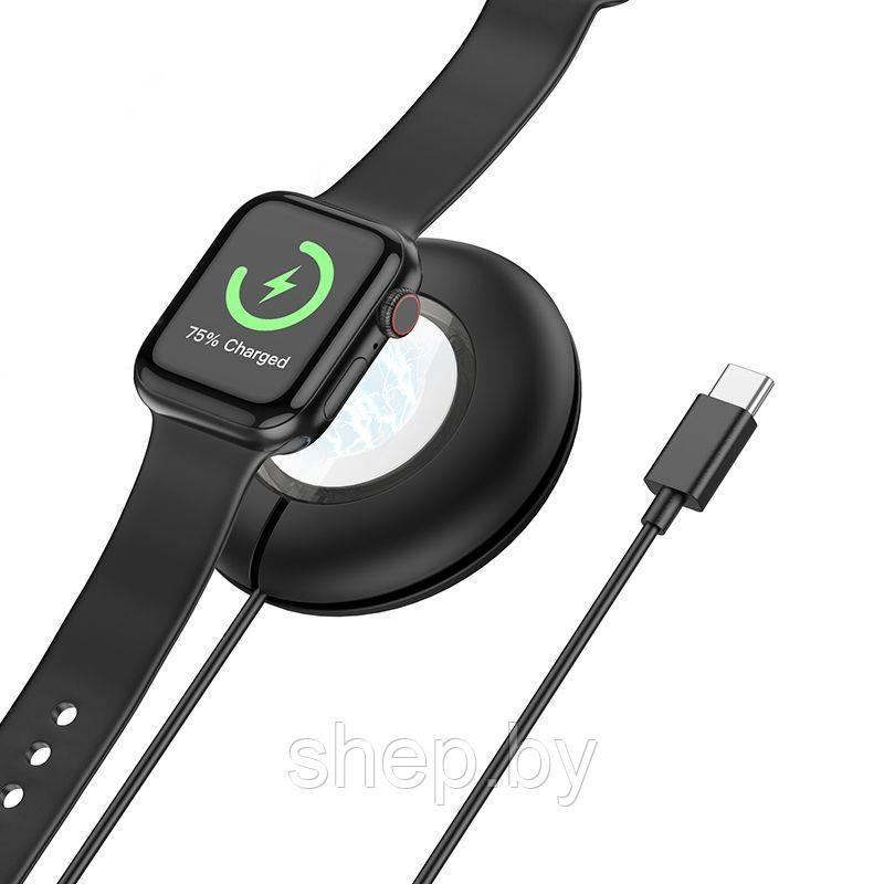 Беспроводное зарядное устройство Hoco CW51 (для часов Apple Watch 1-8, SE/SE2, Ul) цвет: серый, черный NEW!!! - фото 1 - id-p220702808