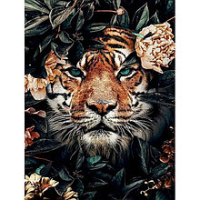 Алмазная мозаика  живопись 30*40см   Тигр в цветах DV-9512-7