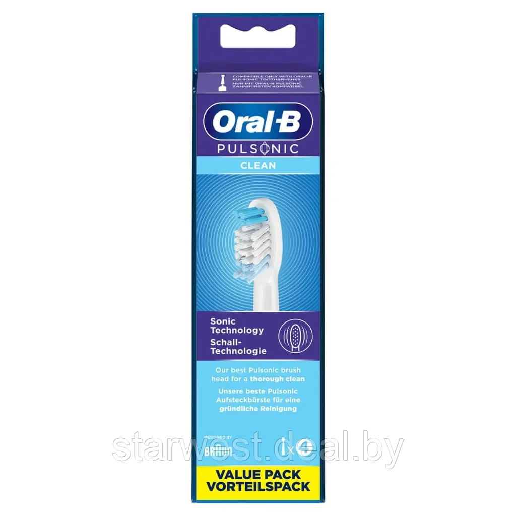 Oral-B Braun Pulsonic Clean 4 шт. Насадки для звуковых электрических зубных щеток SR32C-4 - фото 2 - id-p220703355