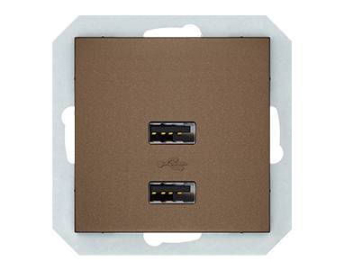 USB зарядное устройство двухместное 2xUSB 3,4 А без рамки, мокко - фото 1 - id-p220708867