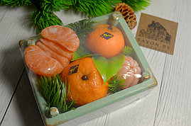Набор новогодний мандарины в ящике - глицериновое мыло ручной работы