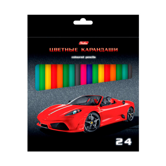 Карандаши цветные Hatber Машинки, 24 цв., заточенные - фото 1 - id-p220710175