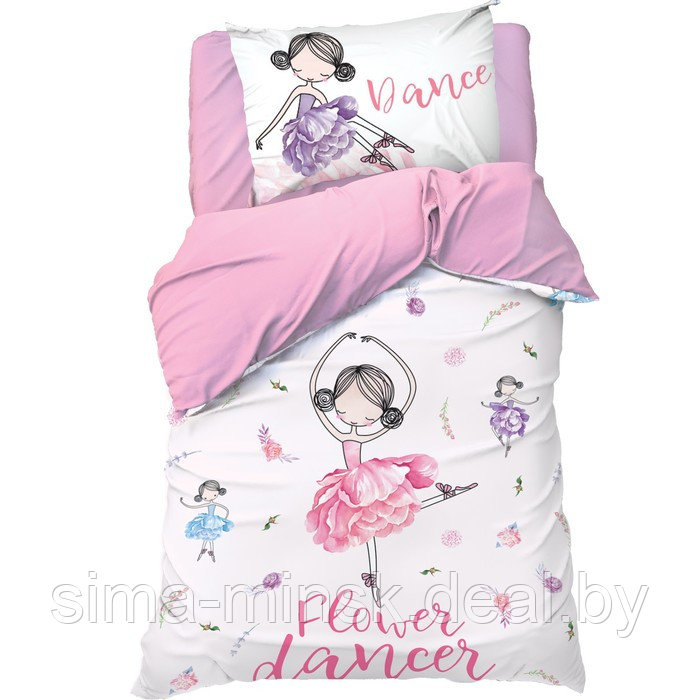 Постельное бельё «Этель» 1.5 сп Flower dancer 143х215 см, 150х214 см, 50х70 см -1 шт,100% хлопок, бязь - фото 1 - id-p220714284