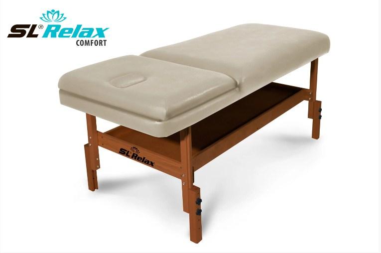 Массажный стол Start Line Relax Comfort бежевая кожа (темное дерево) - фото 1 - id-p220717617