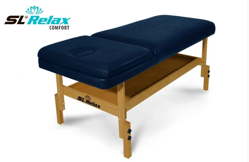 Массажный стол Start Line Relax Comfort синяя кожа (светлое дерево) - фото 1 - id-p220717623