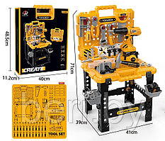 Детский набор инструментов с верстаком, электродрелью, детская мастерская, 98 предметов, G231