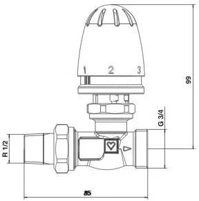 Вентиль на обратную подводку с термостатической головкой, прямой, 1/2"x3/4" RTL HERZ 1920123 - фото 2 - id-p220721963