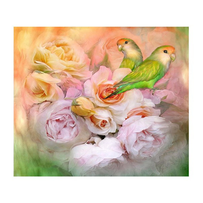 Алмазная живопись 40*50 см Птички в цветах DV-9518-5