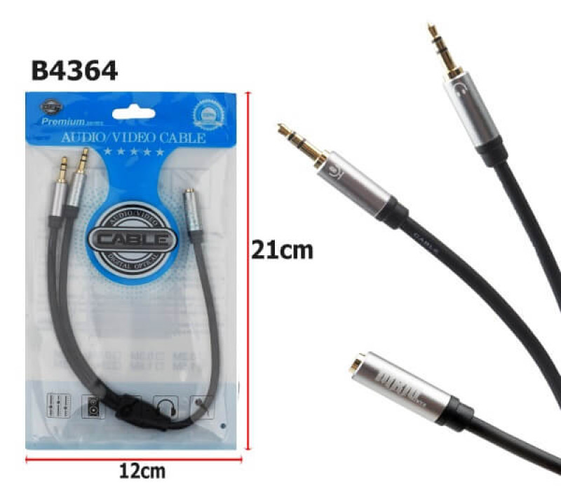 Аудио переходник 2xJack 3.5мм (3pin) - Jack 3.5мм (4pin) 0.3м - Premium series B4364