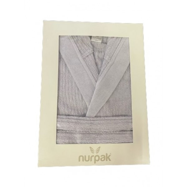 Махровый халат с капюшоном мужской 170,176/100 серый NURPAK 503 - фото 2 - id-p220727267