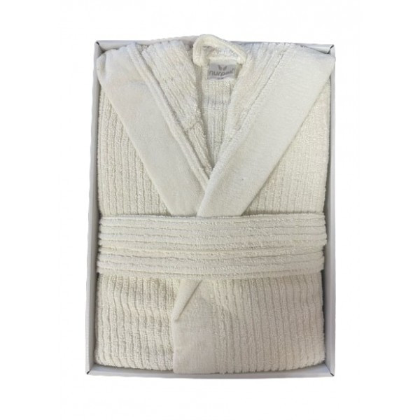 Махровый халат с капюшоном мужской 170,176/100 молочно-белый NURPAK 503 - фото 1 - id-p220727278
