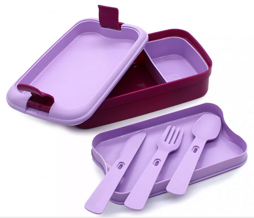 Контейнер пищевой прямоугольный Foodkeeper rectangular with cutlery 1,4L, Фиолетовый - фото 4 - id-p191638549