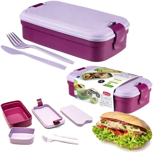Контейнер пищевой прямоугольный Foodkeeper rectangular with cutlery 1,4L, Фиолетовый - фото 6 - id-p191638549
