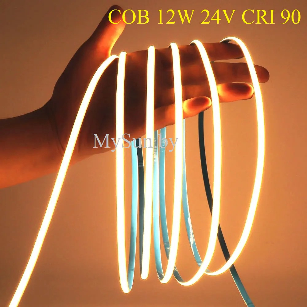 Светодиодная лента COB 320 led 12W 24V 5 метров тёплый белый 3000K CRI 90 - фото 2 - id-p220731971