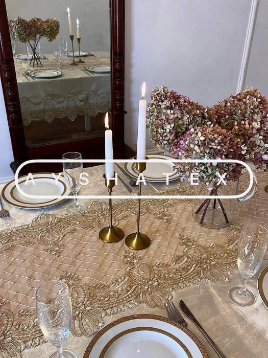 Скатерть велюровая с кружевом на стол тканевая праздничная бархатная подарочная кружевная для кухни в гостиную - фото 8 - id-p220733425