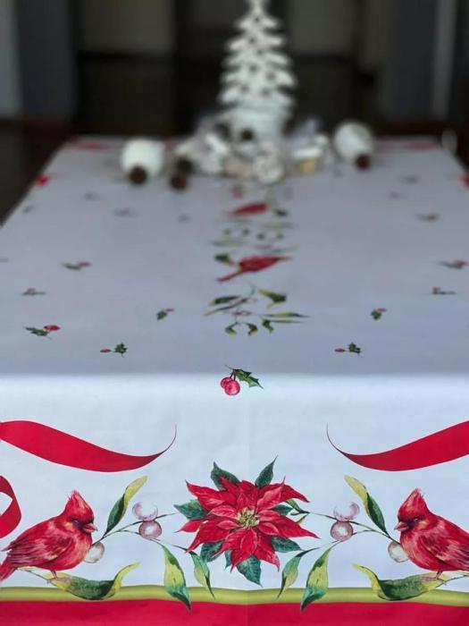 Скатерть на стол книгу тканевая праздничная непромокаемая новогодняя водоотталкивающая с пропиткой в гостную - фото 5 - id-p220733433