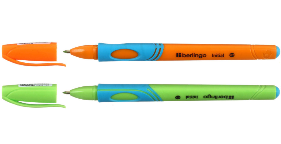 Ручка шариковая Berlingo Initial для правшей и левшей корпус ассорти, стержень синий