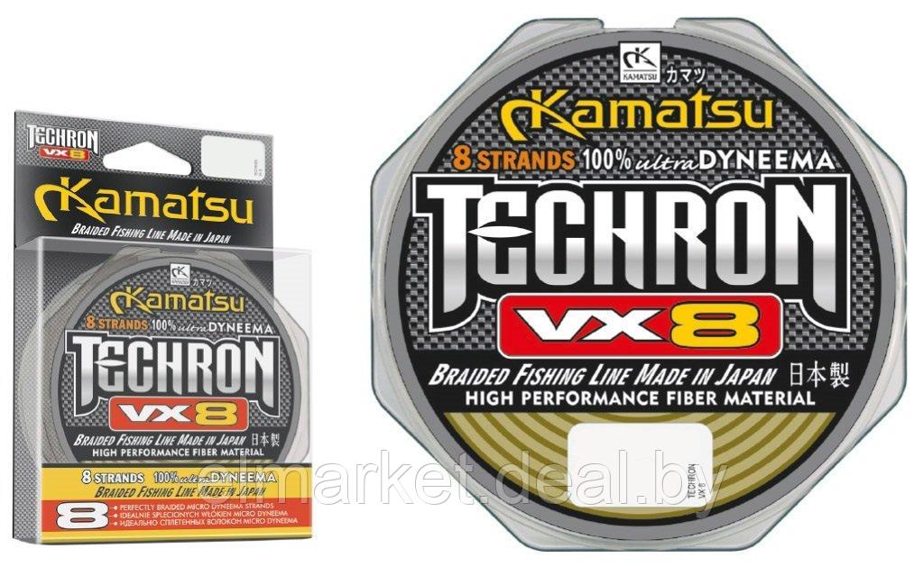 Шнур плетеный рыболовный Kamatsu TECHRON VX8 GREEN 100 м 0,16 мм зеленый - фото 1 - id-p220735321