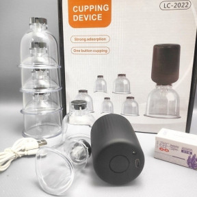 Набор вакуумных массажных банок с электрическим беспроводным насосом Cupping Device LC-2022 ( 6 банок, - фото 1 - id-p216373182