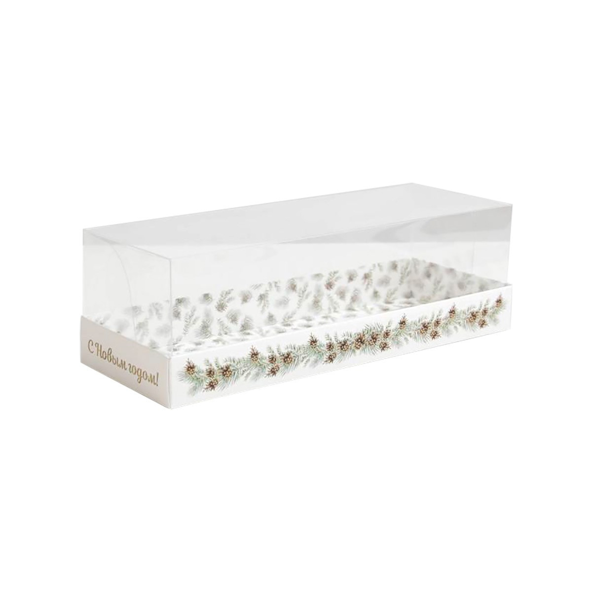 Коробка для кондитерских изделий с PVC крышкой « Snow» (Россия, 262х80х97мм) - фото 1 - id-p220647607
