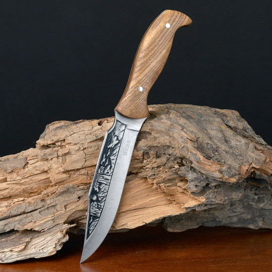 Нож фиксированный в чехле c деревянной ручкой Волк - фото 1 - id-p220746968