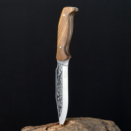 Нож фиксированный в чехле c деревянной ручкой Волк - фото 5 - id-p220746968