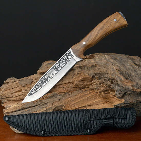 Нож фиксированный в чехле c деревянной ручкой Медведь - фото 2 - id-p220746982