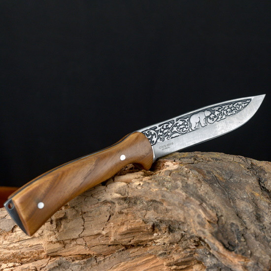 Нож фиксированный в чехле c деревянной ручкой Медведь - фото 4 - id-p220746982
