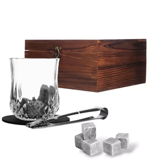 Подарочный набор с камнями для виски в деревянной шкатулке Amiro Bar Set ABS-202W - фото 2 - id-p185158306