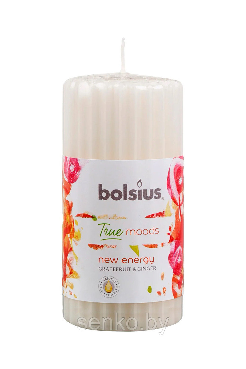 Свеча-столбик Bolsius 120/58 мм. ароматическая (грейпфрут и имбирь)