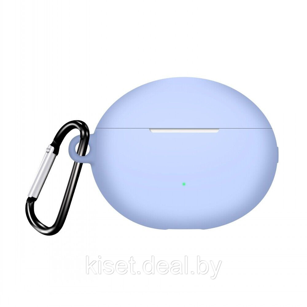 Силиконовый чехол KST Pods для наушников Huawei FreeBuds 5i голубой с карабином