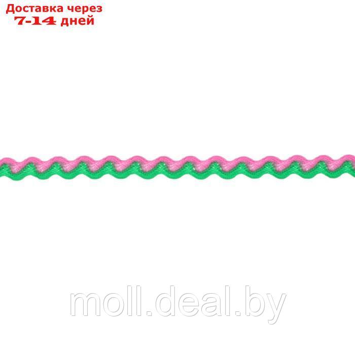 Тесьма Змейка розово-зеленый, ширина 0,8 см, по 50 м - фото 1 - id-p220733351