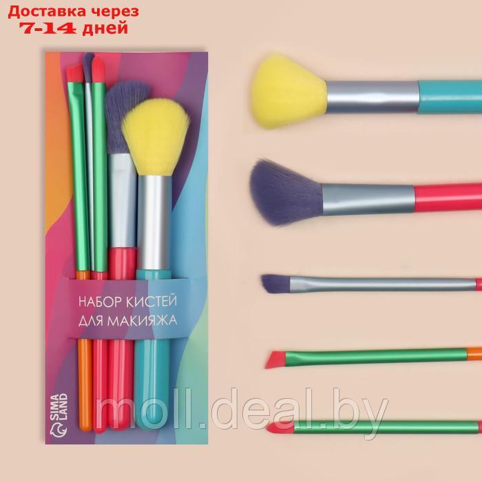 Набор кистей для макияжа "PENCIL", 5 предметов, разноцветные - фото 2 - id-p220733398