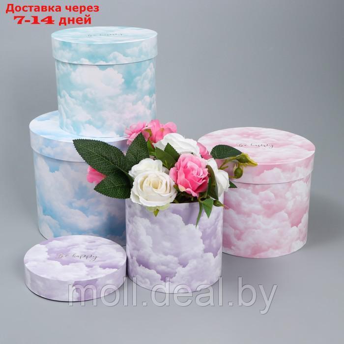 Набор шляпных коробок для цветов 4 в 1 "Облака", 14 × 13 см - 20 × 17,5 см - фото 3 - id-p220743441