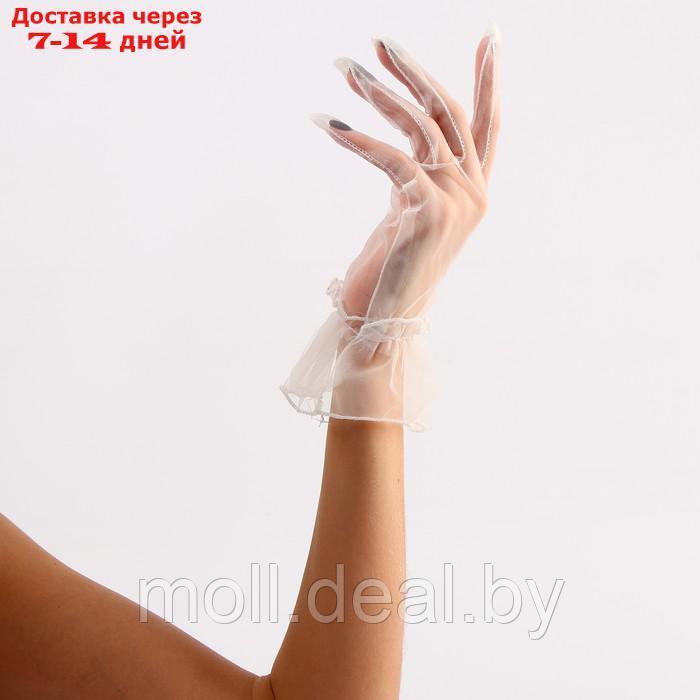 Карнавальнеый аксессуар- перчатки прозрачные с юбочкой, цвет белый - фото 2 - id-p220737545