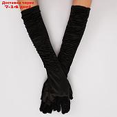 Карнавальнеый аксессуар- перчатки со сборкой, цвет черный