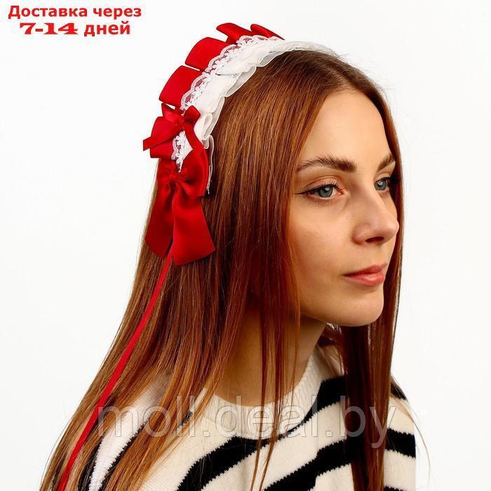 Карнавальная повязка "Лолита" цвет красный с белым кружевом - фото 1 - id-p220737550