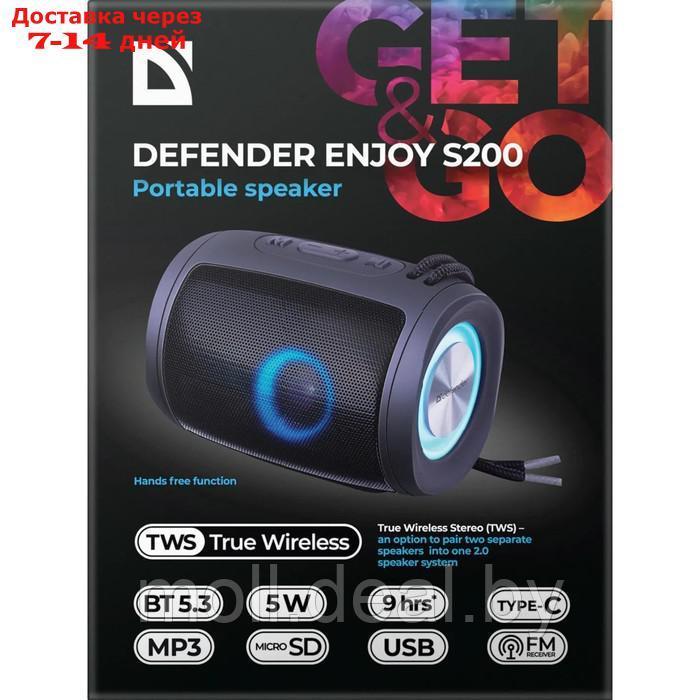 Портативная колонка Defender Enjoy S200, 5Вт, 1200 мАч,BT,FM,USB,microSD, подсветка, черная - фото 7 - id-p220741475