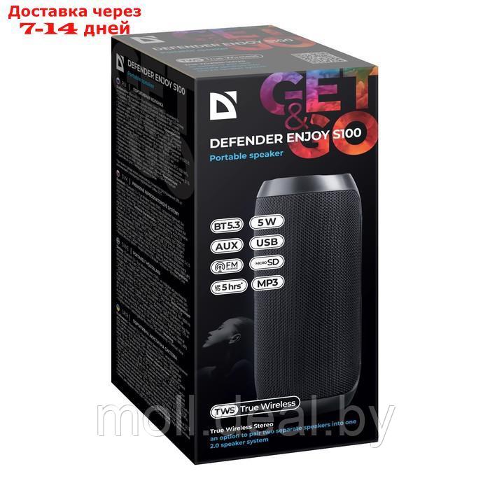 Портативная колонка Defender Enjoy S100, 5 Вт, 1200 мАч, BT,FM, USB, microSD, AUX, черная - фото 5 - id-p220741477