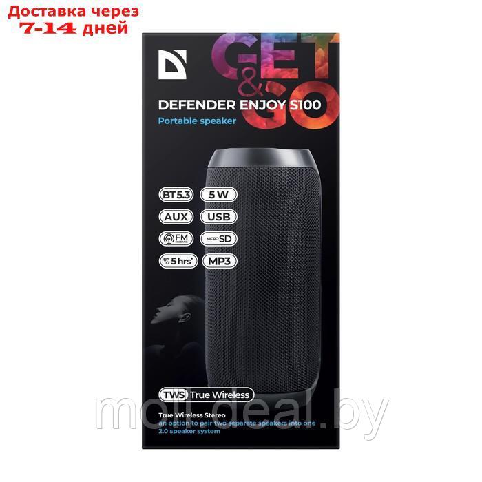 Портативная колонка Defender Enjoy S100, 5 Вт, 1200 мАч, BT,FM, USB, microSD, AUX, черная - фото 6 - id-p220741477