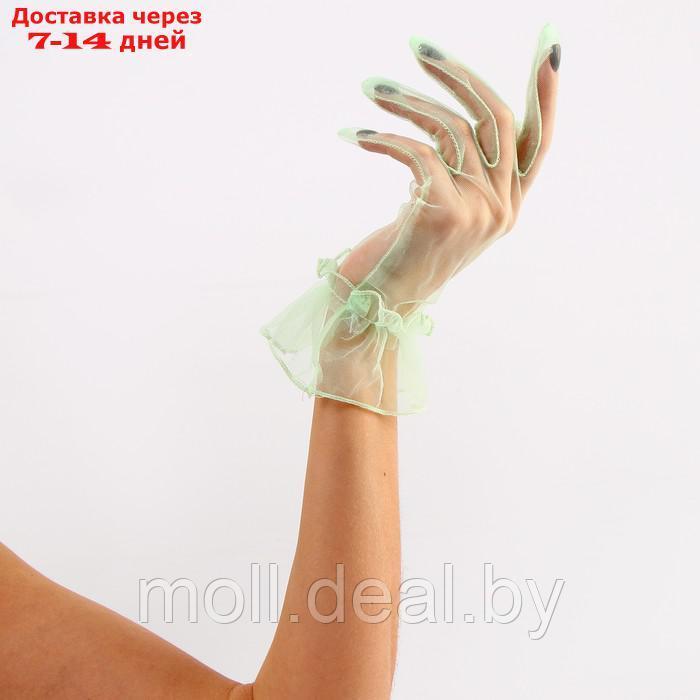Карнавальнеый аксессуар- перчатки прозрачные с юбочкой, цвет зеленый - фото 2 - id-p220737553