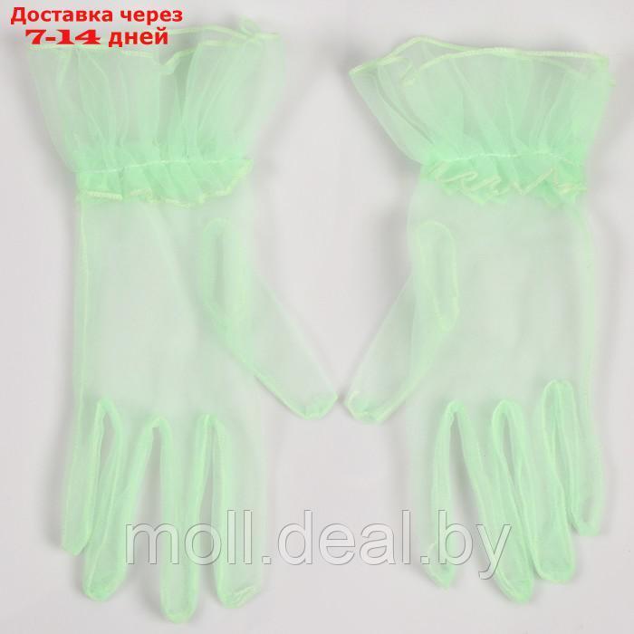 Карнавальнеый аксессуар- перчатки прозрачные с юбочкой, цвет зеленый - фото 3 - id-p220737553