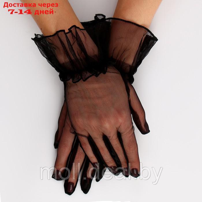 Карнавальнеый аксессуар- перчатки прозрачные с юбочкой, цвет черный - фото 1 - id-p220737575